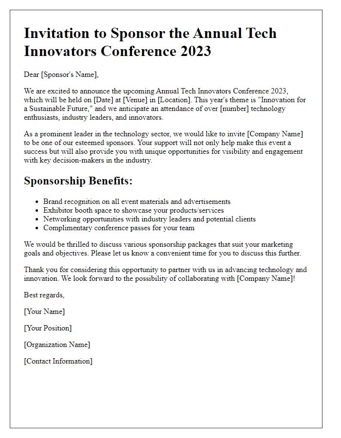 Letter template of technology conference invitation for sponsors