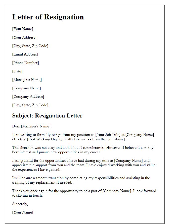 Letter template of resignation from tech service provider