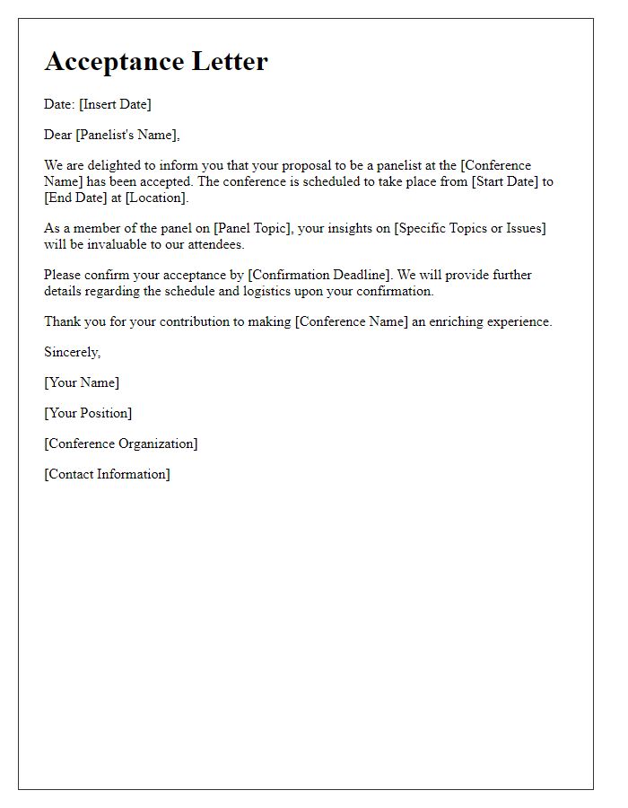 Letter template of acceptance for tech conference panel discussion