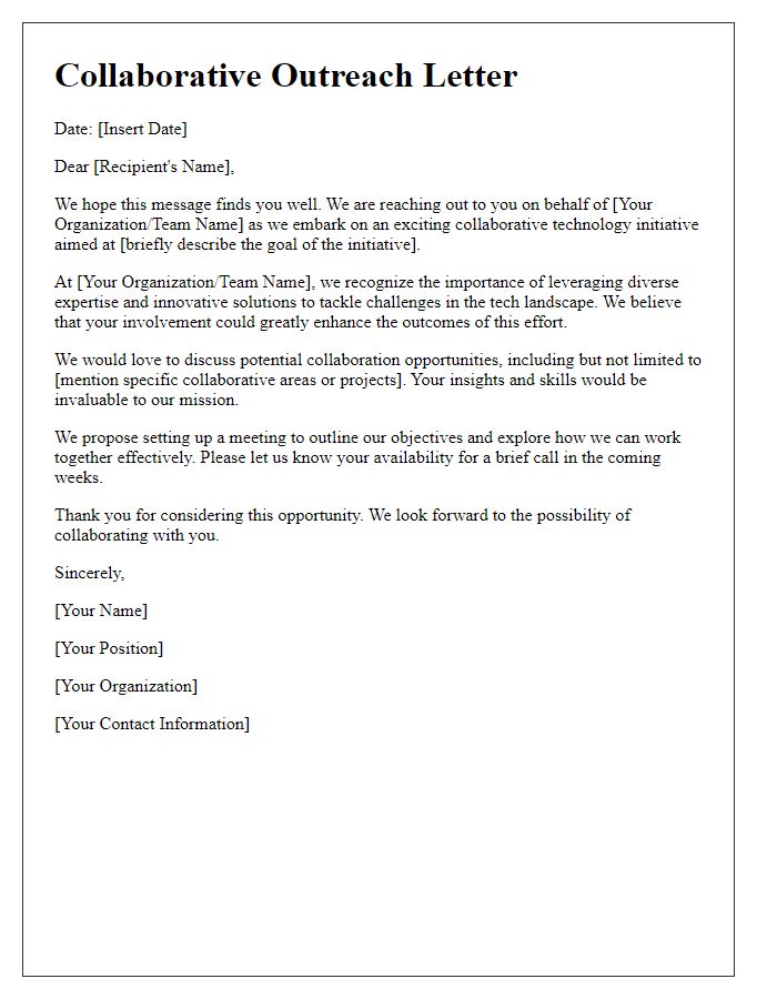 Letter template of collaborative tech effort outreach