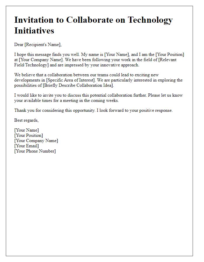 Letter template of tech collaboration invitation