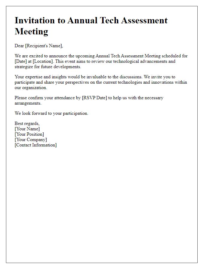 Letter template of call for participants in the annual tech assessment meeting.