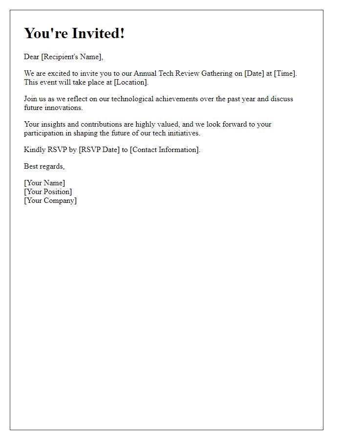 Letter template of invitation for annual tech review gathering