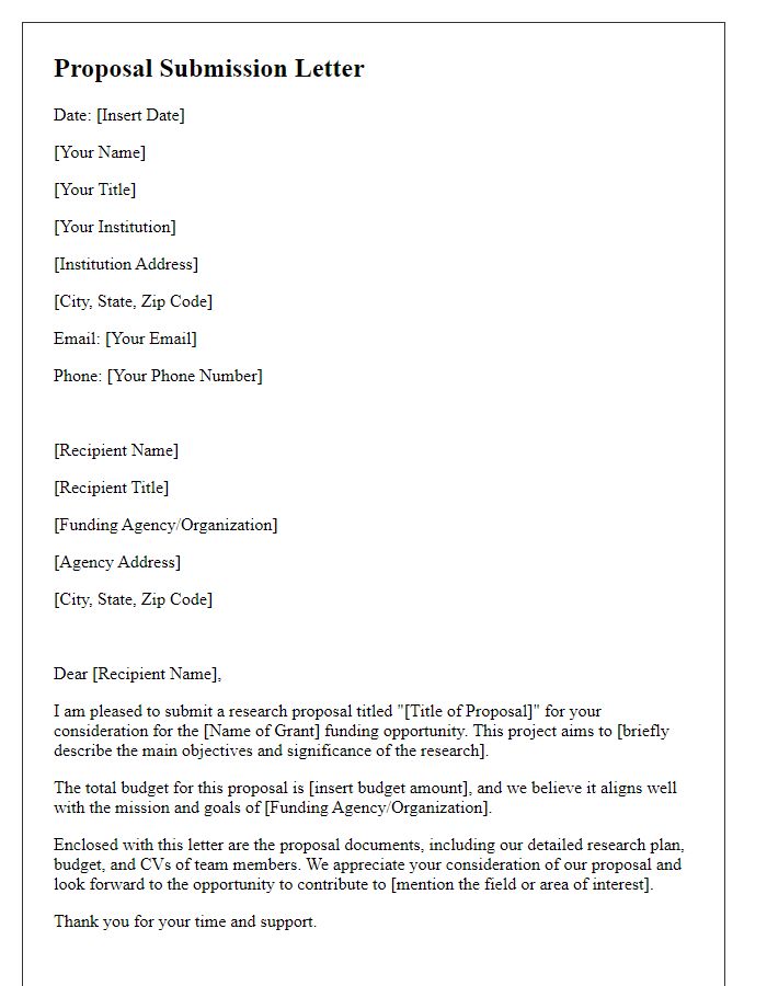 Letter template of proposal submission for tech research grant