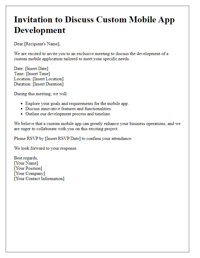 Letter template of custom mobile app development invitation