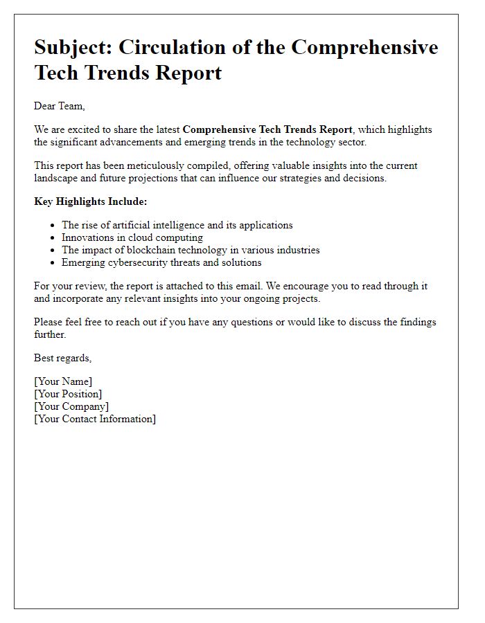 Letter template of Circulating the Comprehensive Tech Trends Report