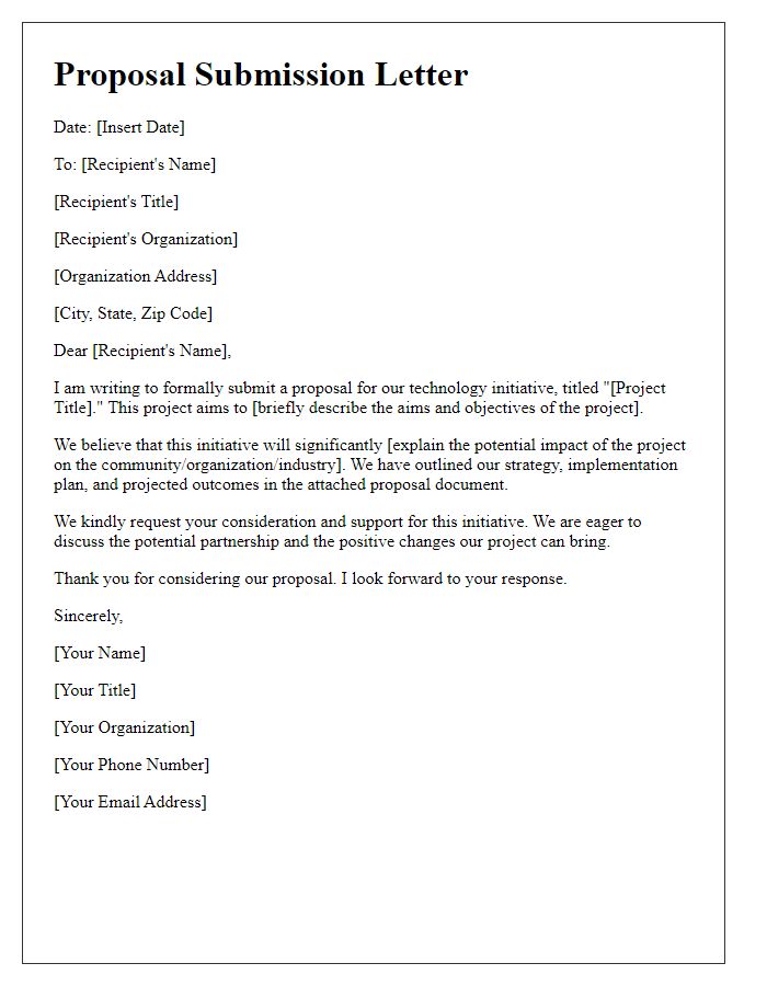 Letter template of technology initiative proposal submission