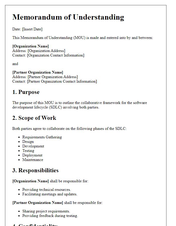 Letter template of software development lifecycle memorandum of understanding