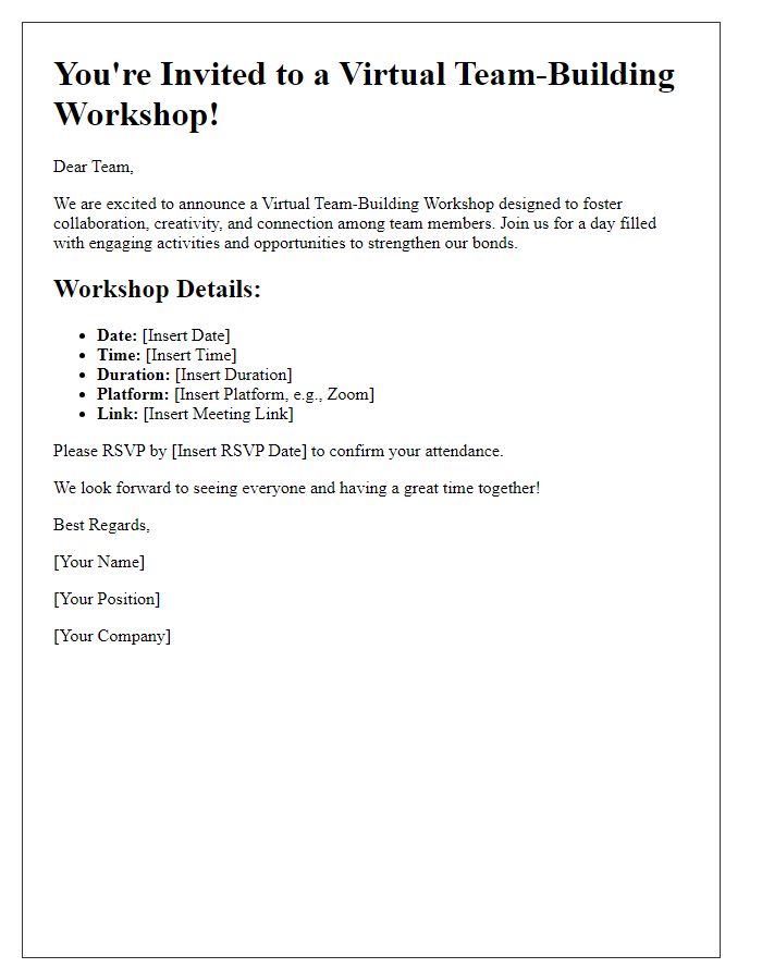 Letter template of Virtual Team-Building Workshop Invitation