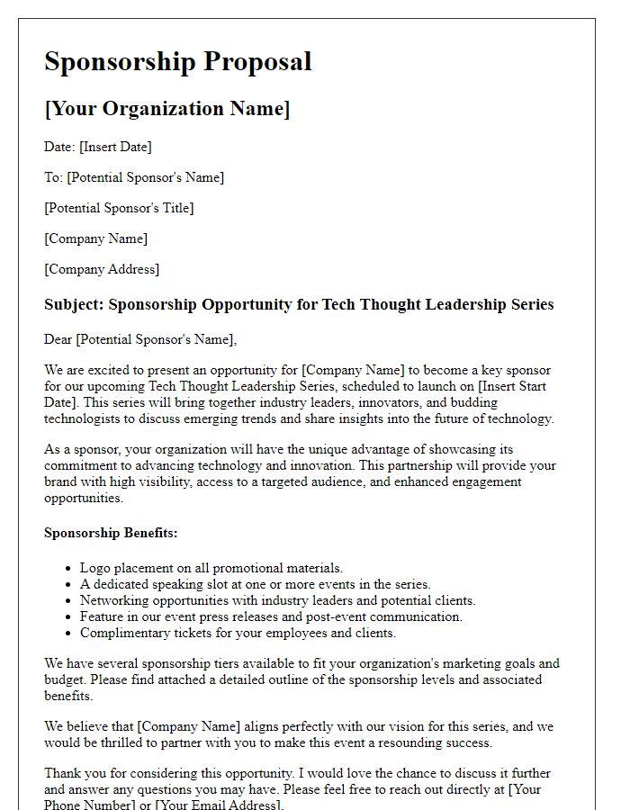 Letter template of sponsorship proposal for tech thought leadership series