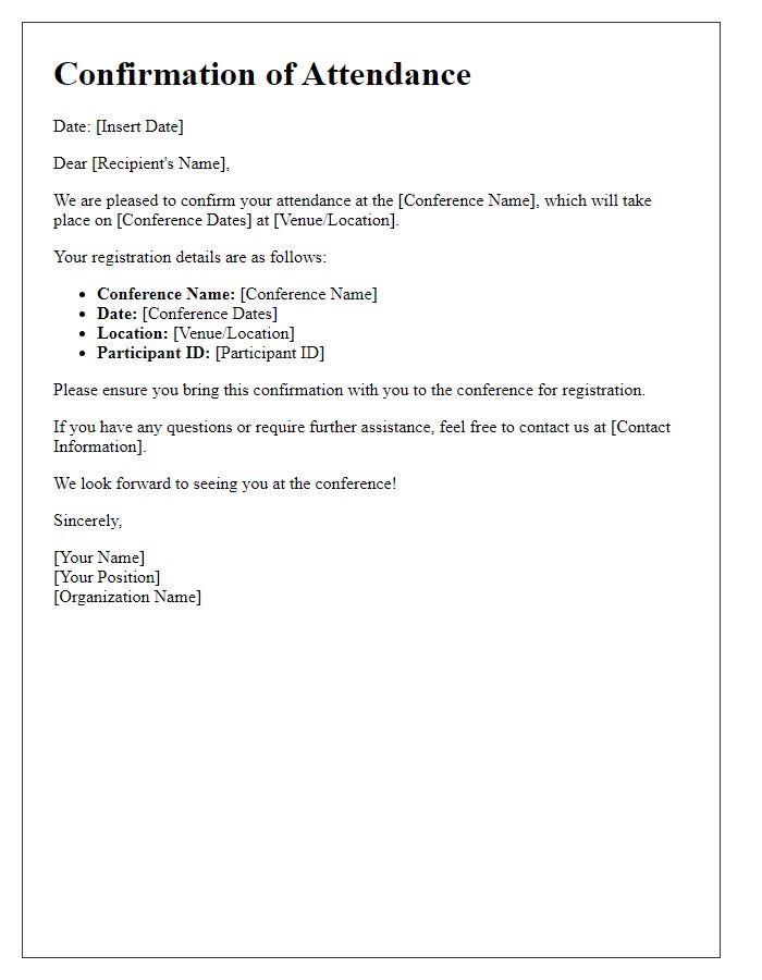 Letter template of confirmation for tech conference attendance