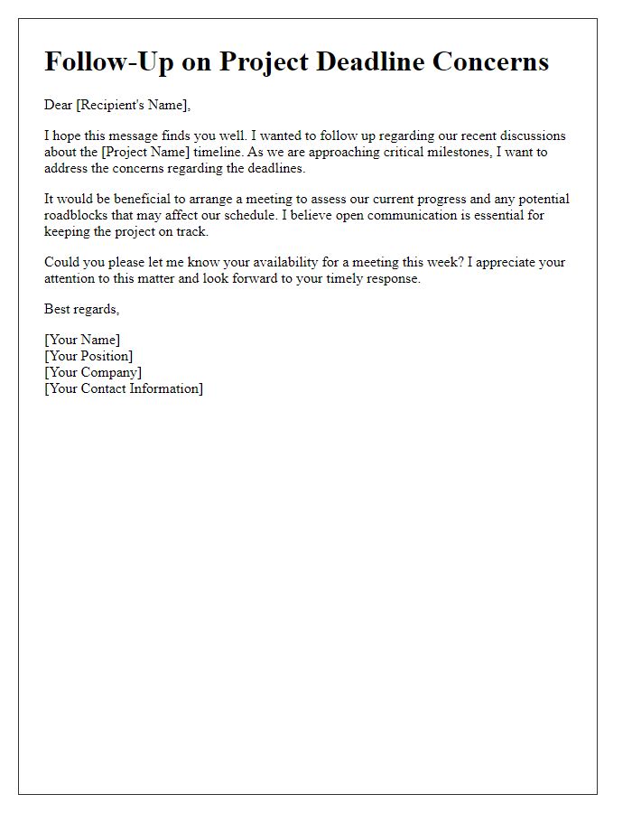 Letter template of follow-up on tech project deadline issues.