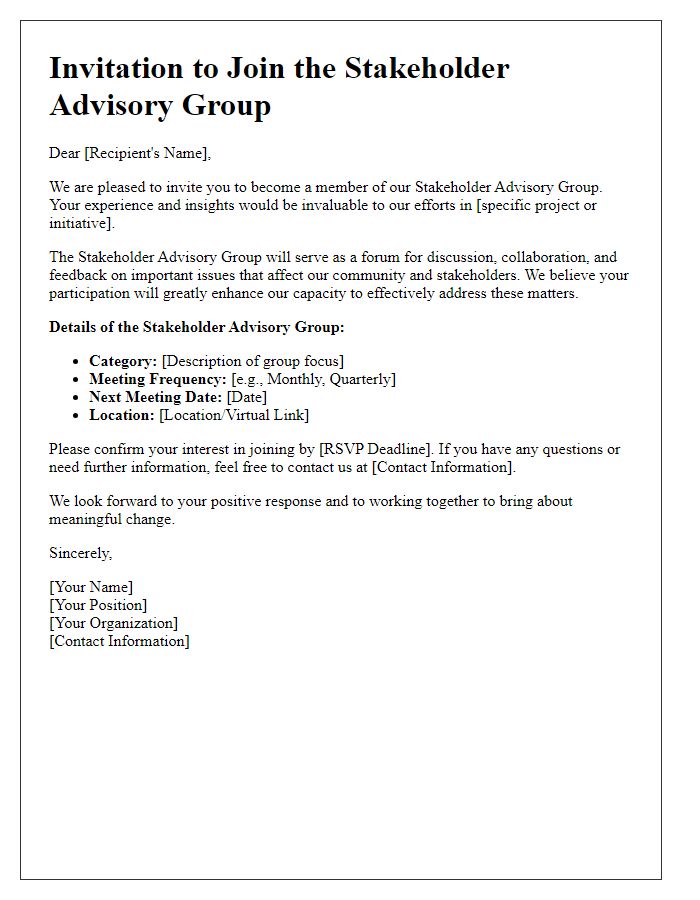 Letter template of stakeholder advisory group invitation