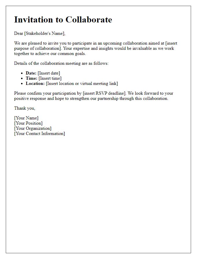 Letter template of stakeholder collaboration invitation