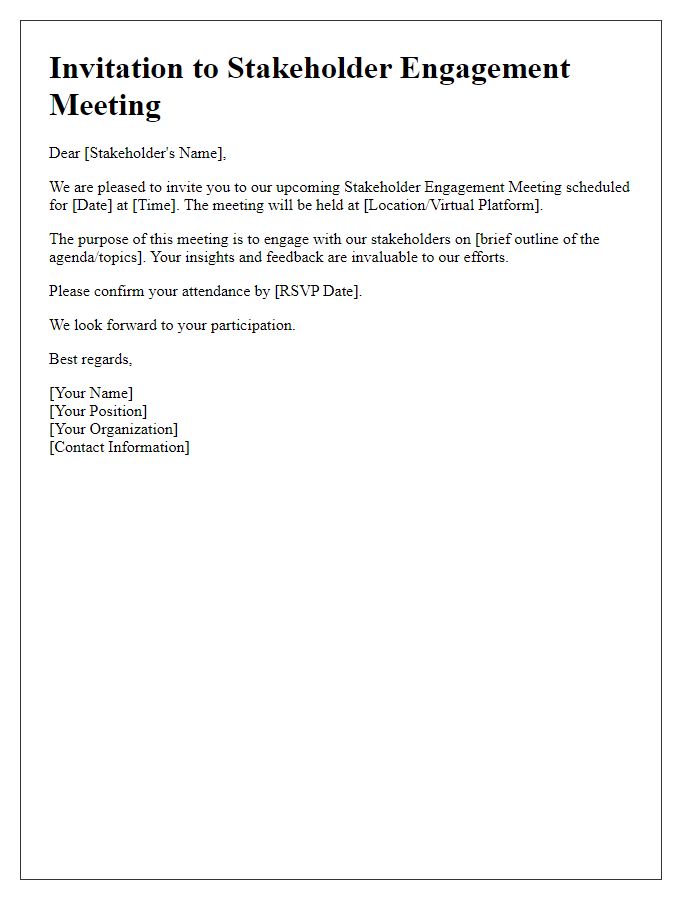 Letter template of stakeholder engagement meeting invitation