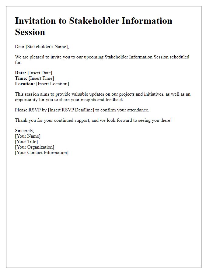 Letter template of stakeholder information session invitation