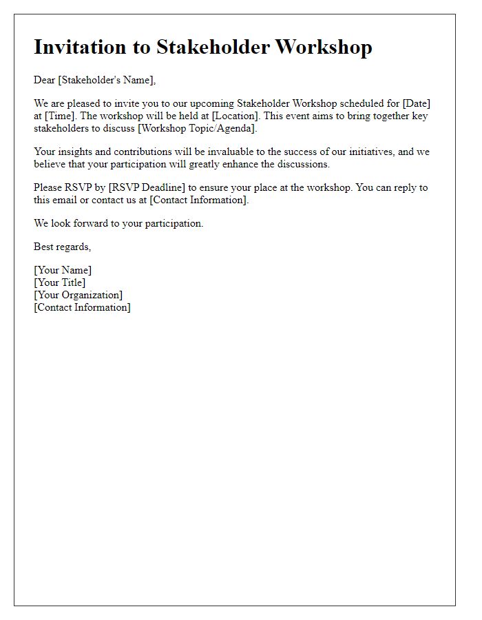 Letter template of stakeholder workshop invitation