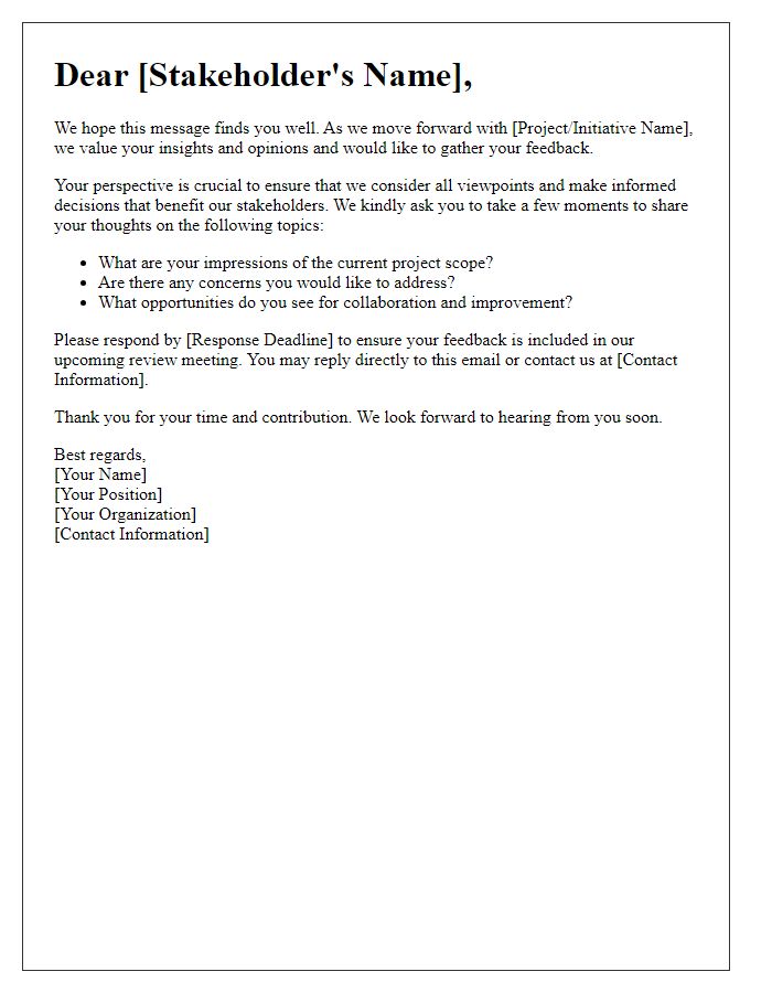 Letter template of stakeholder opinion gathering