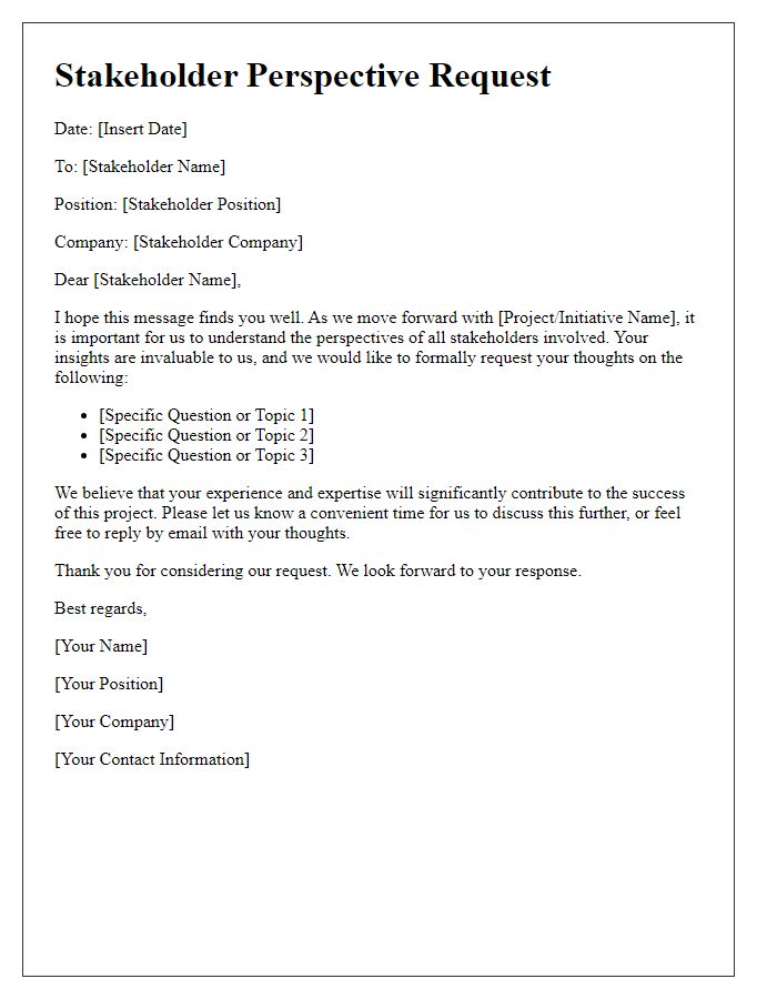 Letter template of stakeholder perspective request