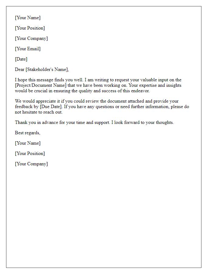 Letter template of stakeholder review request