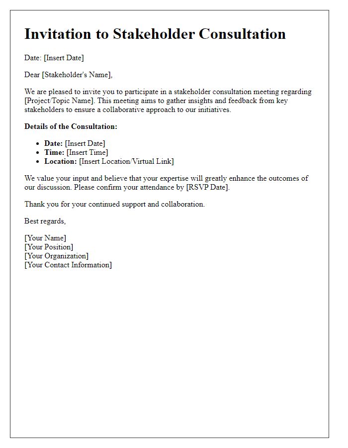 Letter template of stakeholder consultation invitation