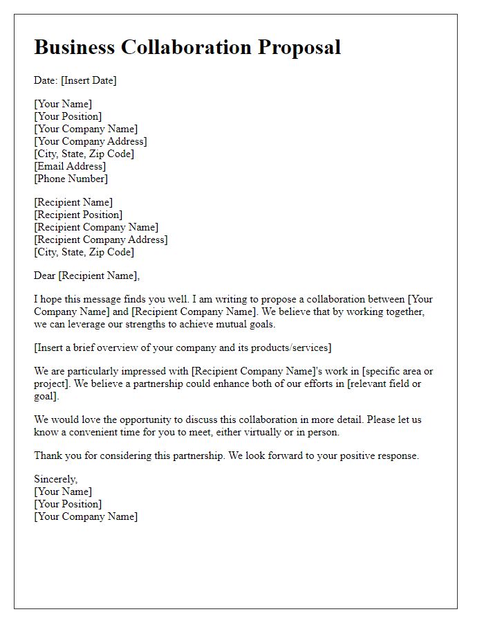 Letter template of business collaboration offer