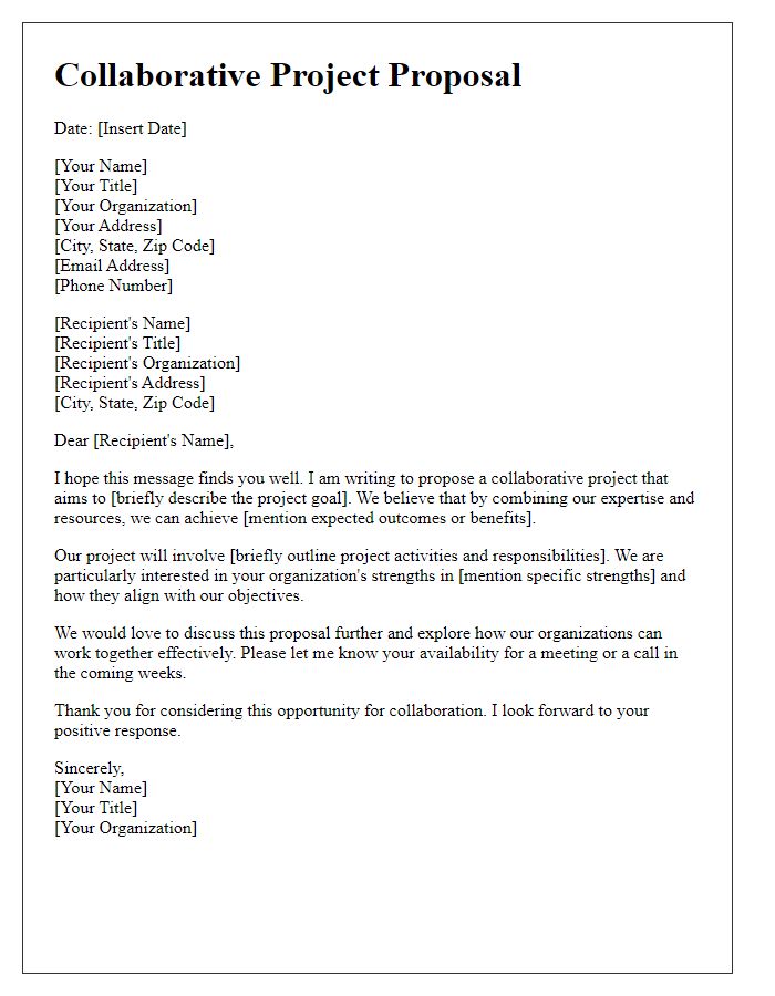 Letter template of collaborative project proposal