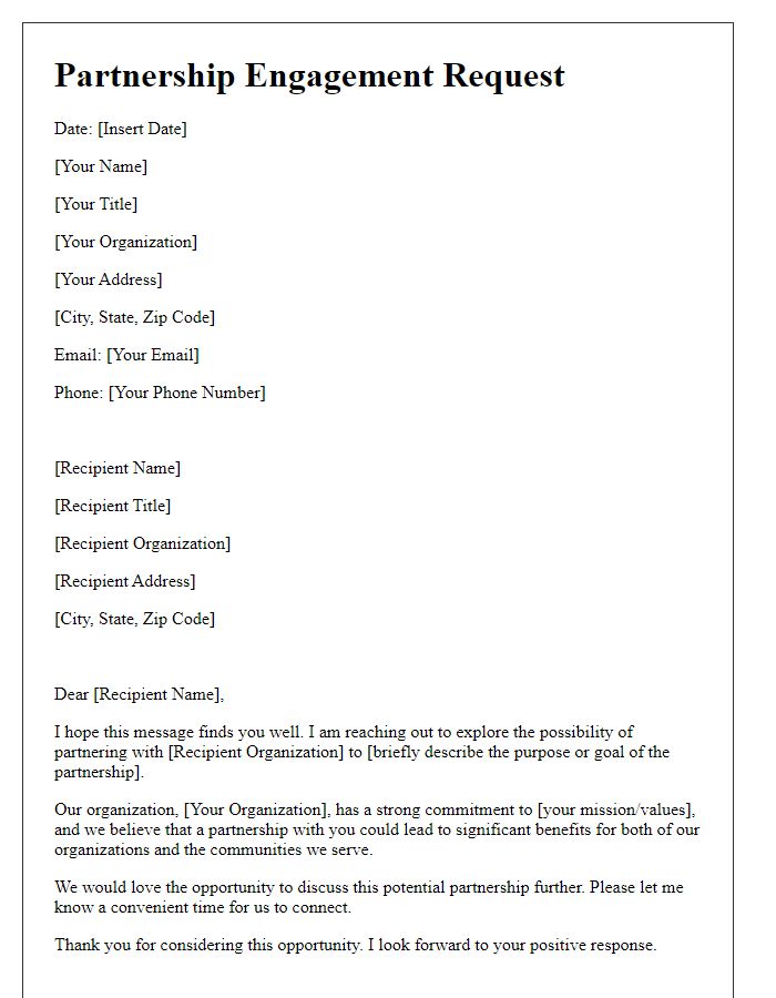 Letter template of partnership engagement request