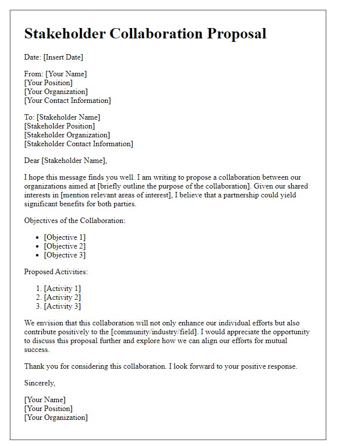 Letter template of stakeholder collaboration proposal