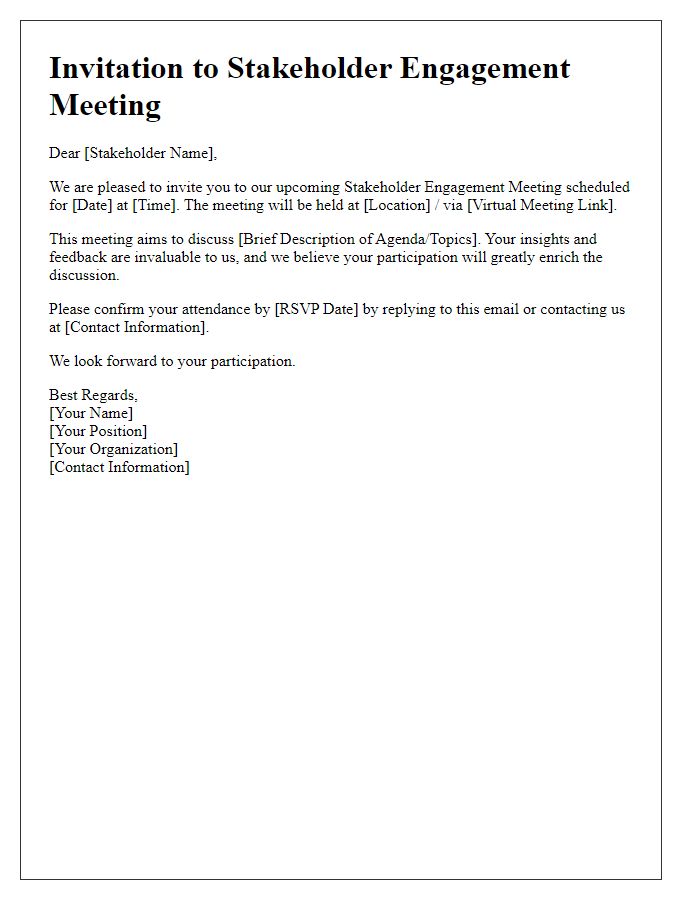 Letter template of stakeholder engagement invitation