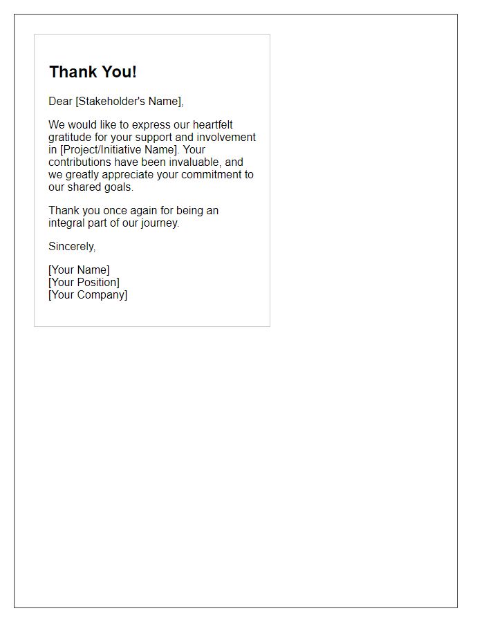 Letter template of stakeholder thank-you card