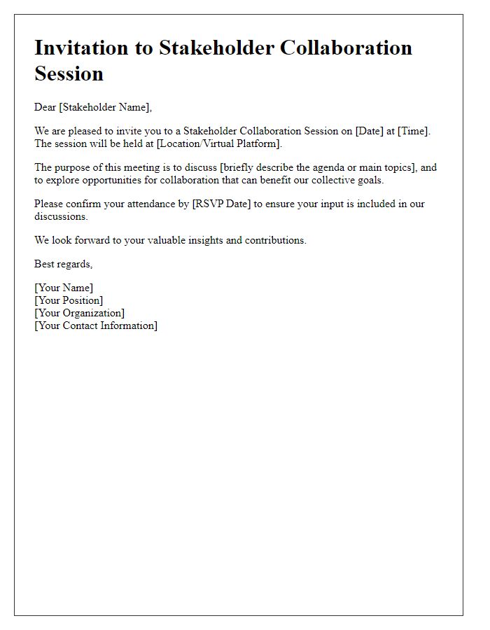 Letter template of Invitation for Stakeholder Collaboration Session