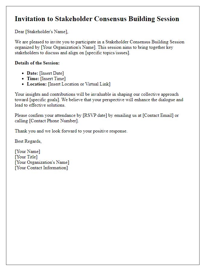 Letter template of Invitation for Stakeholder Consensus Building Session