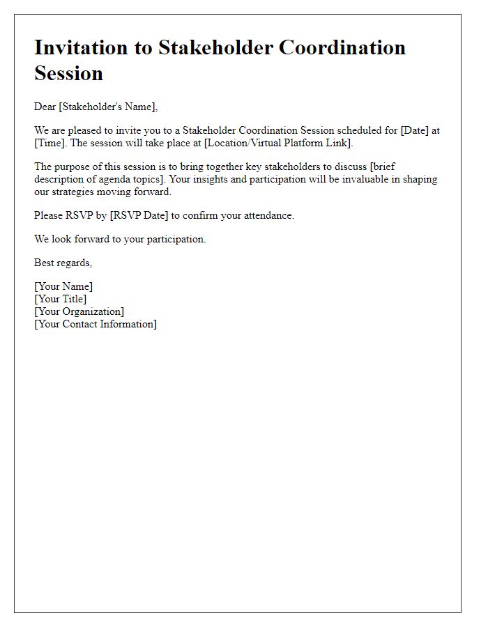 Letter template of Invitation to Stakeholder Coordination Session