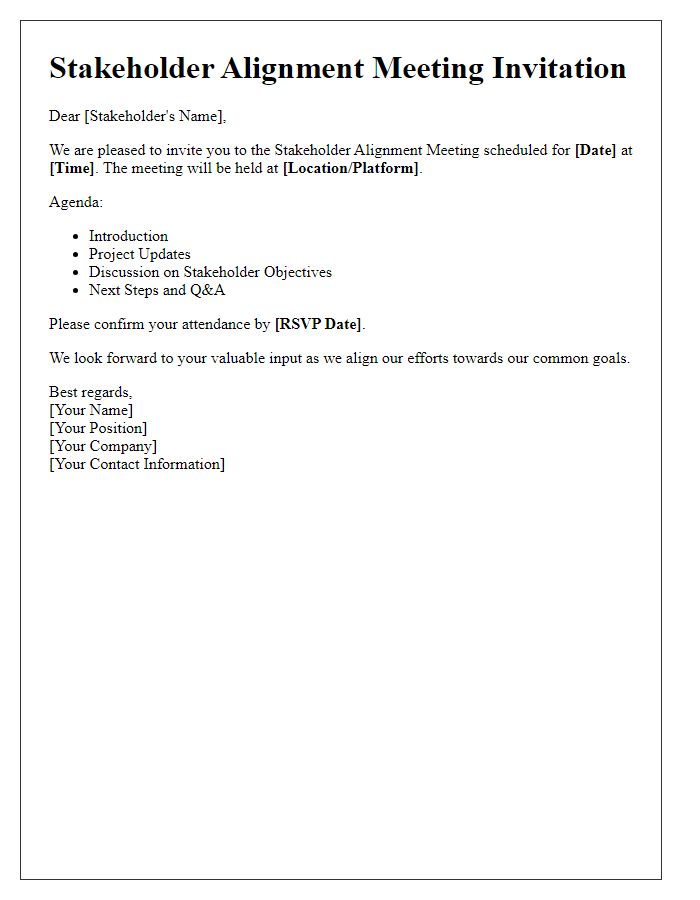 Letter template of Stakeholder Alignment Meeting Invitation