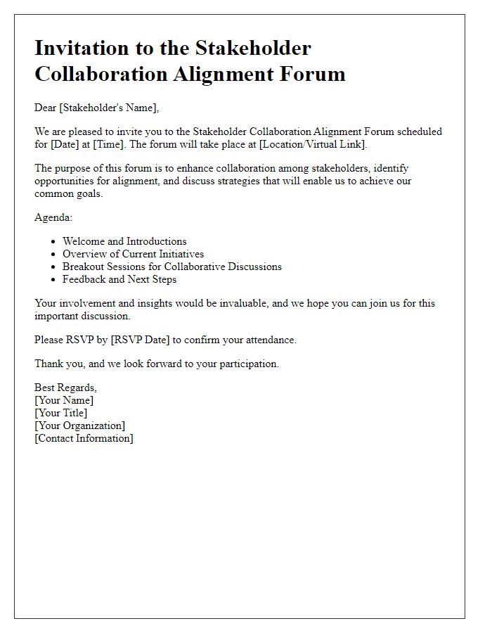 Letter template of Stakeholder Collaboration Alignment Forum Invitation