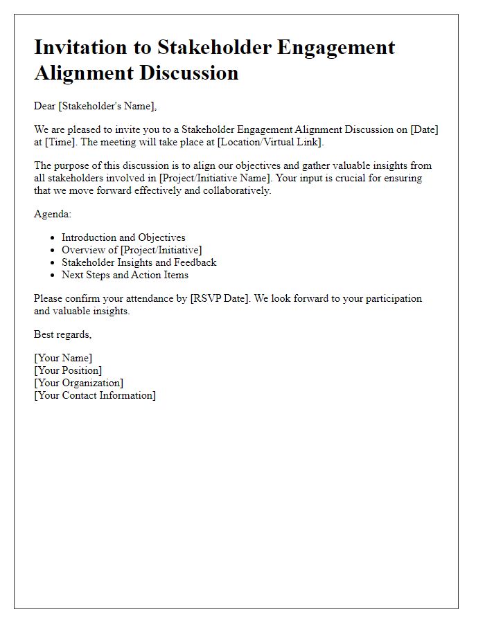 Letter template of Stakeholder Engagement Alignment Discussion Invitation