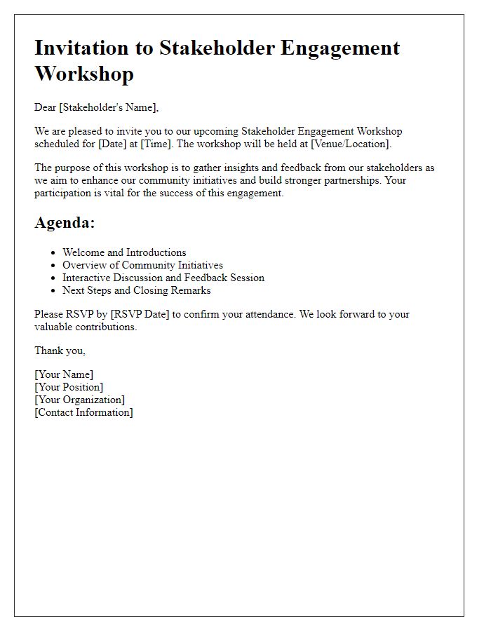 Letter template of Stakeholder Engagement Workshop Invitation