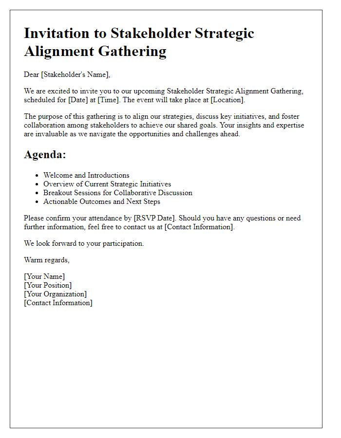 Letter template of Stakeholder Strategic Alignment Gathering Invitation