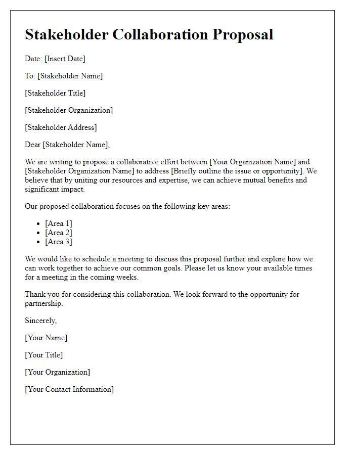 Letter template of stakeholder collaboration proposal