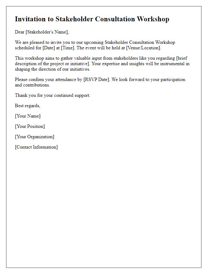 Letter template of stakeholder consultation workshop invitation