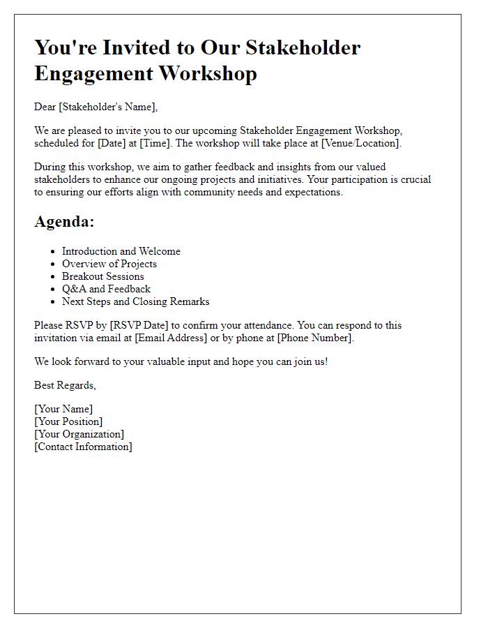 Letter template of stakeholder engagement workshop invitation