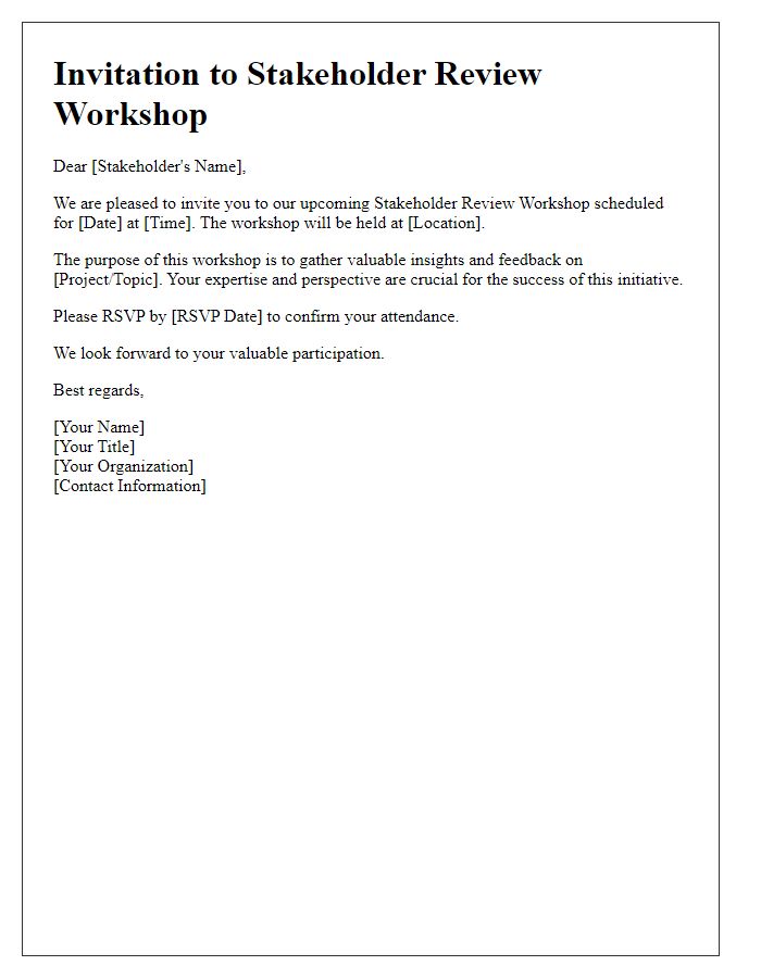 Letter template of stakeholder review workshop invitation