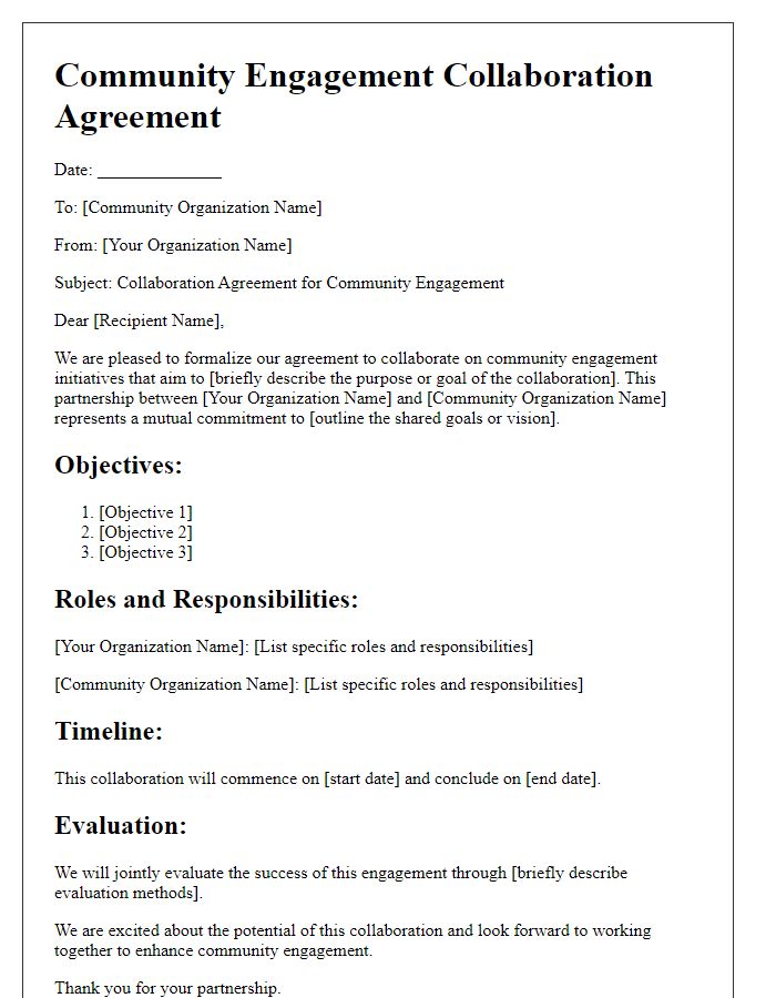 Letter template of community engagement collaboration agreement