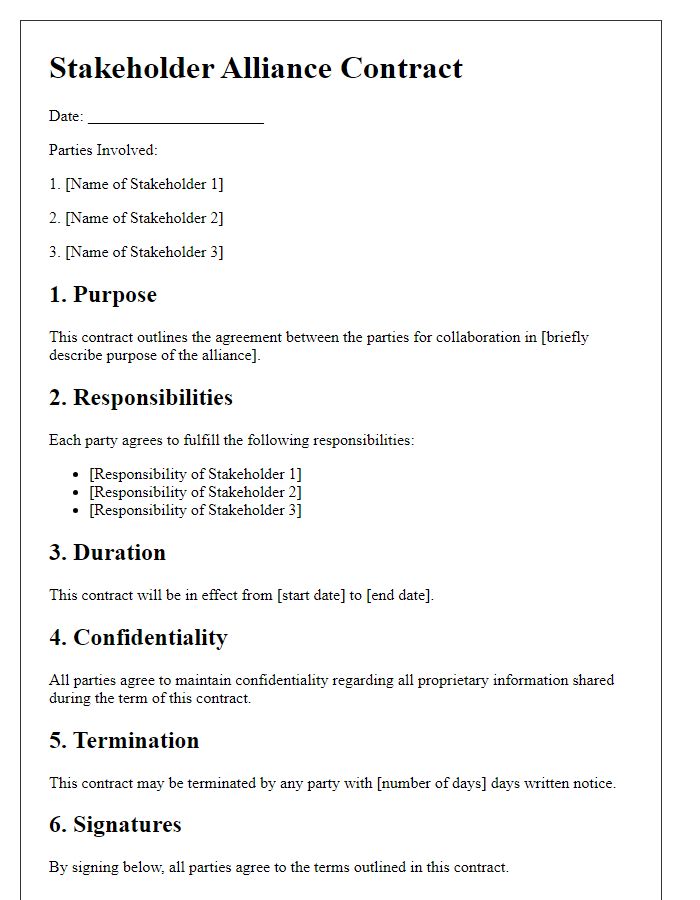 Letter template of stakeholder alliance contract