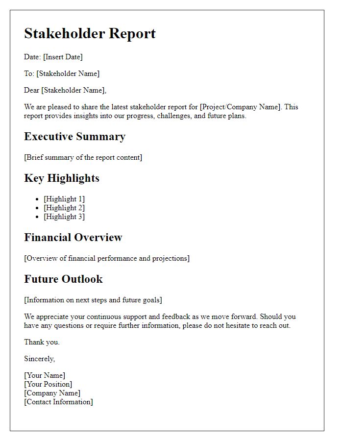 Letter template of stakeholder report sharing