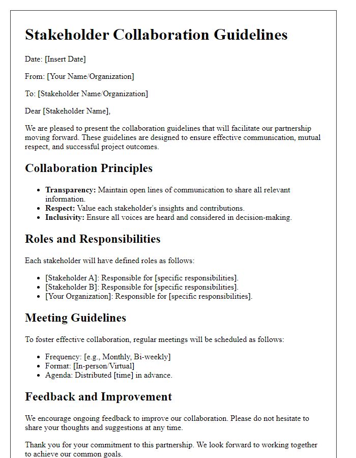 Letter template of stakeholder collaboration guidelines.