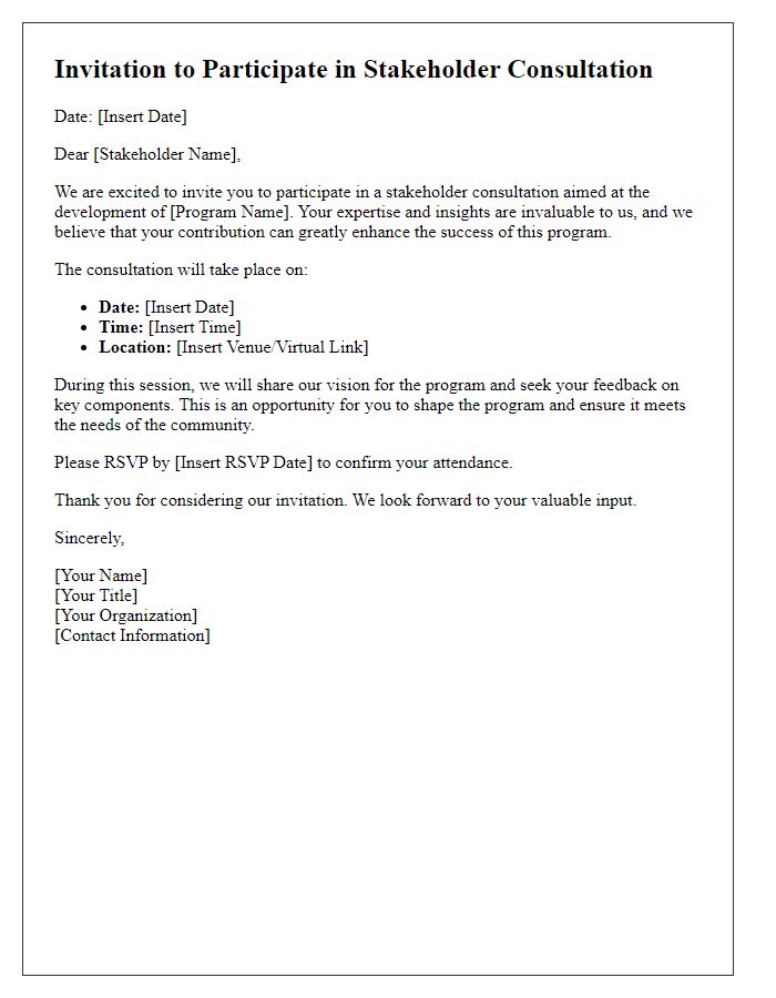 Letter template of stakeholder consultation invitation for program development