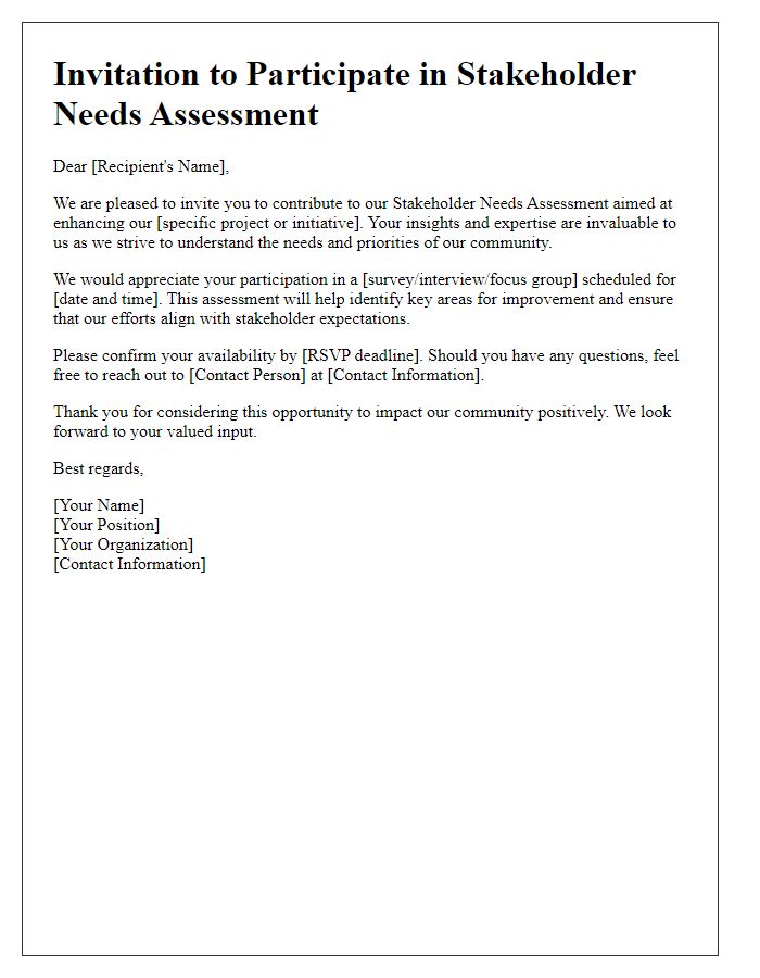 Letter template of Invitation to Contribute to Stakeholder Needs Assessment