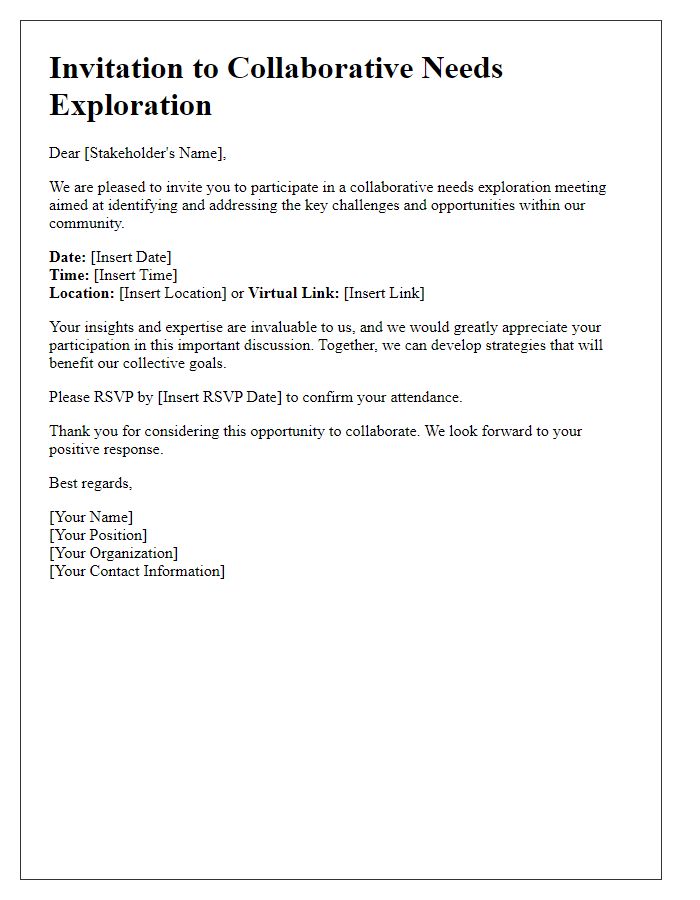 Letter template of Invitation to Stakeholders for Collaborative Needs Exploration